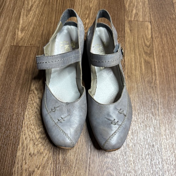 Rieker Antistress Leather Slingback Block Heel Comfort Casual Shoes - Picture 3 of 8